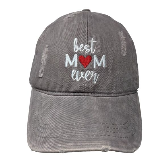 Best Mom Ever Slideback Hat Purpleish-Gray OSFM Embroidered 6 Panel - Picture 1 of 8